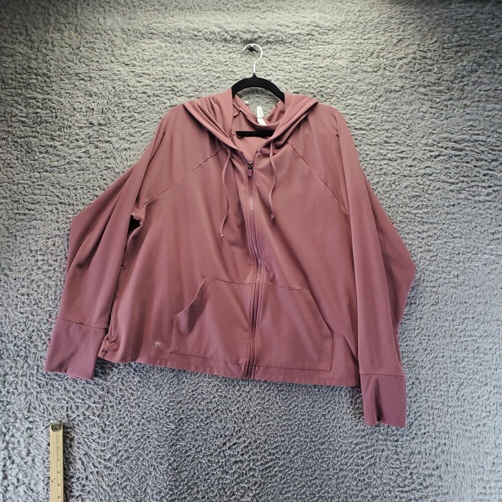 Fabletics Jacket Womens 4X Mauve Pink Oasis Full Zip Drawstring Hoodie Cropped